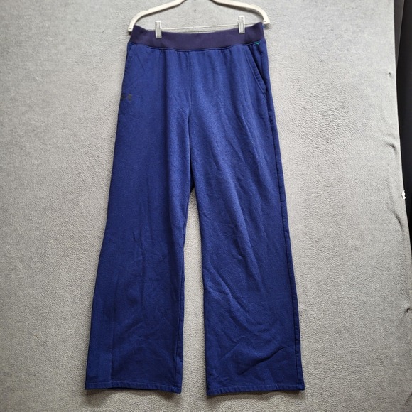 Under Armour Women Activewear Pants Large Blue Sweatpants Logo Drawstring Pocket - Picture 1 of 11